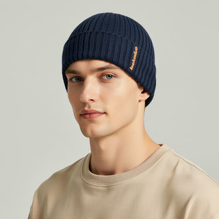 Embroidered cuffed bowler outdoor woolen knit hat