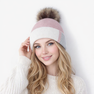 Color-blocked knitted outdoor warm thickened and versatile beanie