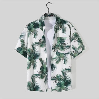 Short Sleeve Hawaii Shirt - White Monstera