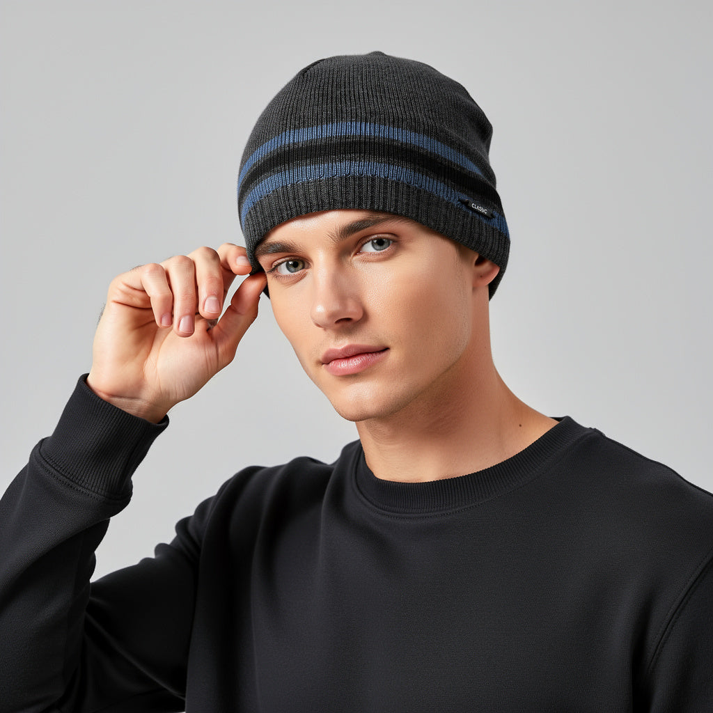 পুরুষদের ফ্লিস নিট উইথ স্ট্রেইট রিম বিনি হ্যাট