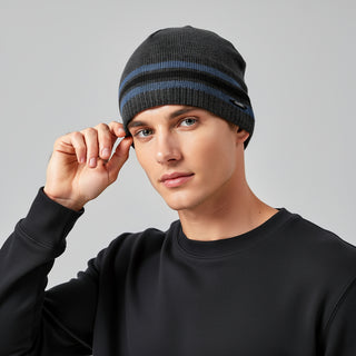 Men's Fleece Knit with Straight Rim Beanie Hat