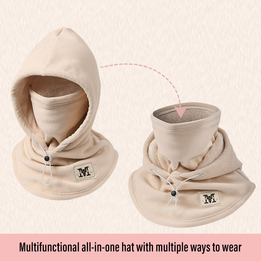 শরৎ এবং শীতের উষ্ণ মখমলের ঘন কান এবং ঘাড়ের টুপি