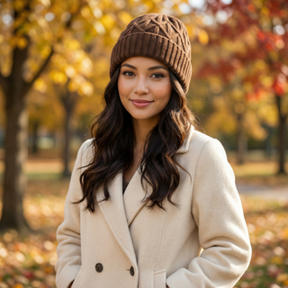 Jacquard warm cold outdoor warm inside fleece beanie