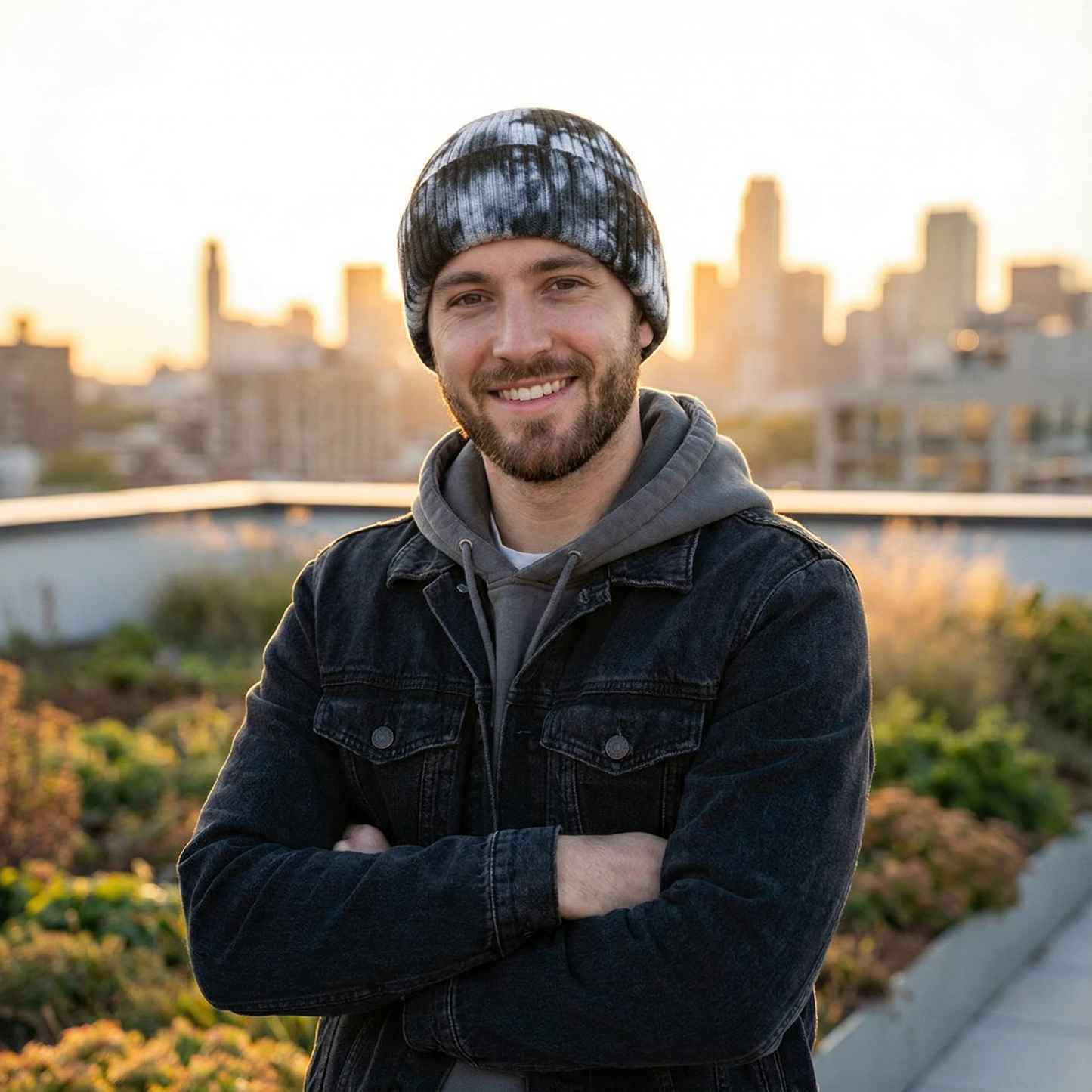 Winter outdoor tie-dye knitted beanie