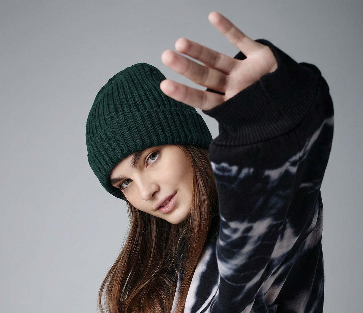 সলিড রঙের পশমী বড় মাথার শীতকালীন ডাবল লেয়ার ঘন উষ্ণ টুপি