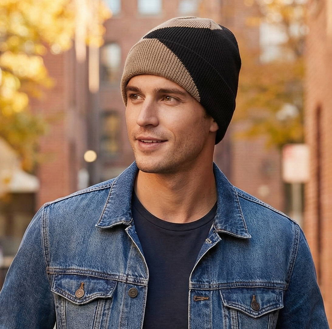 Winter thickened double tone fleece ear protection beanie