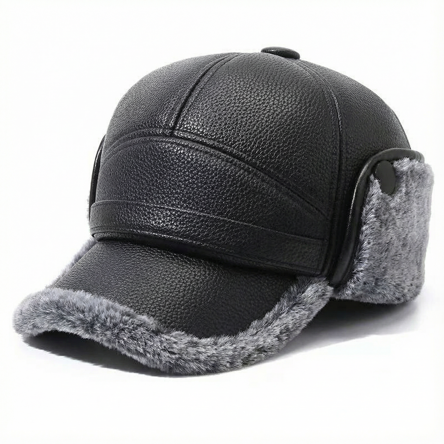 Men's Cotton pile warm woolen thick ear protection leather hat
