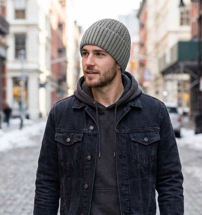 পুরুষদের শীতকালীন নৈমিত্তিক সলিড রঙের বোনা উলের টুপি