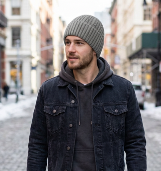 Men's winter casual solid color knitted wool hat