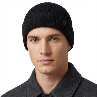 Winter solid color knit hat men's warm beanie hat