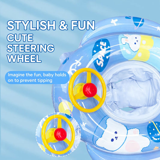Thickened Anti-Rollover Inflatable Cartoon Swimming Boat Ring For Kids