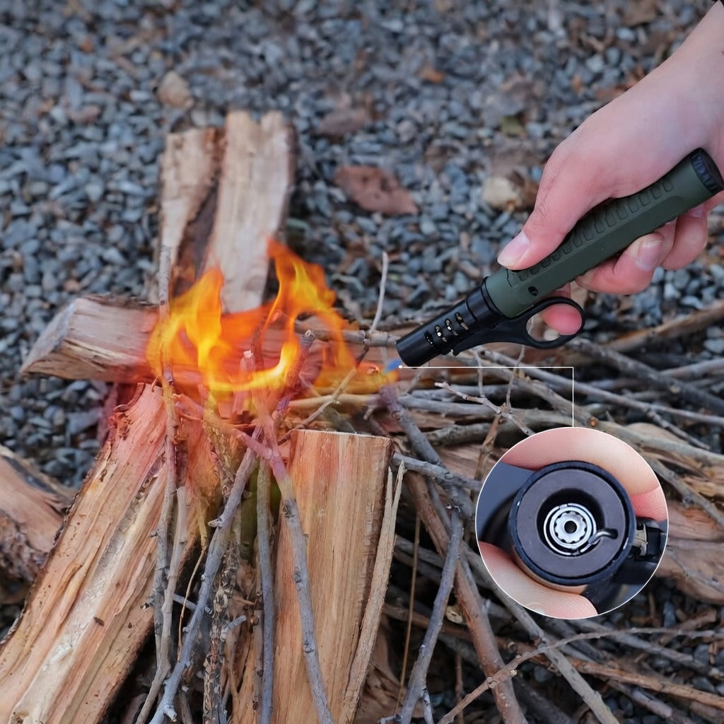 Refillable Windproof Camping Torch Lighter Adjustable Flame Outdoor BBQ Ignition