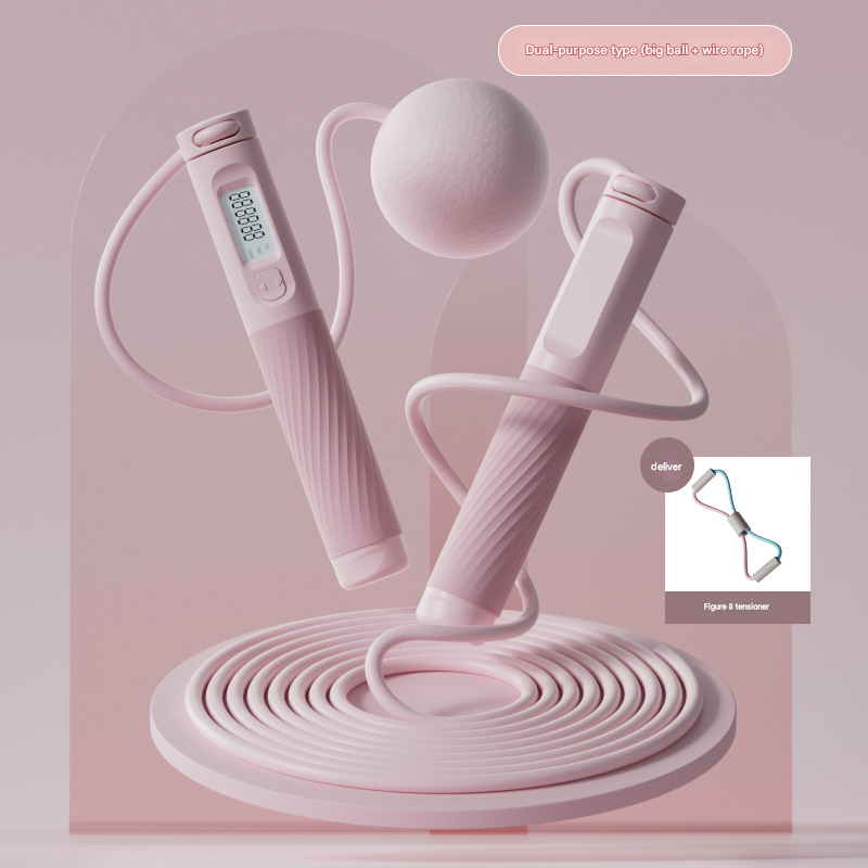 Weight-bearing cordless electronic counting dual-purpose exam skipping rope