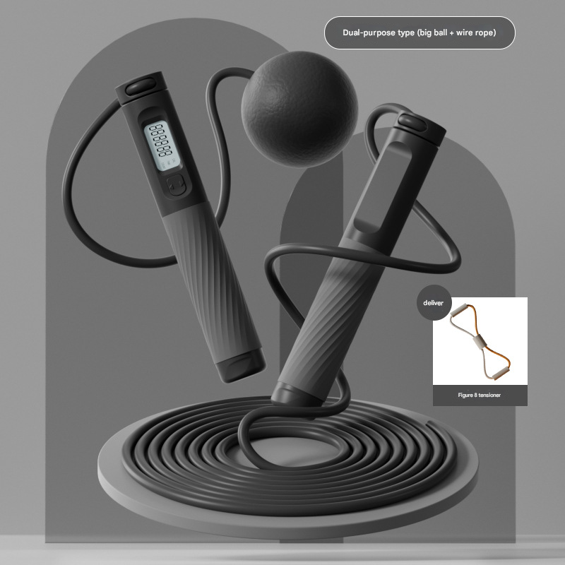 Weight-bearing cordless electronic counting dual-purpose exam skipping rope
