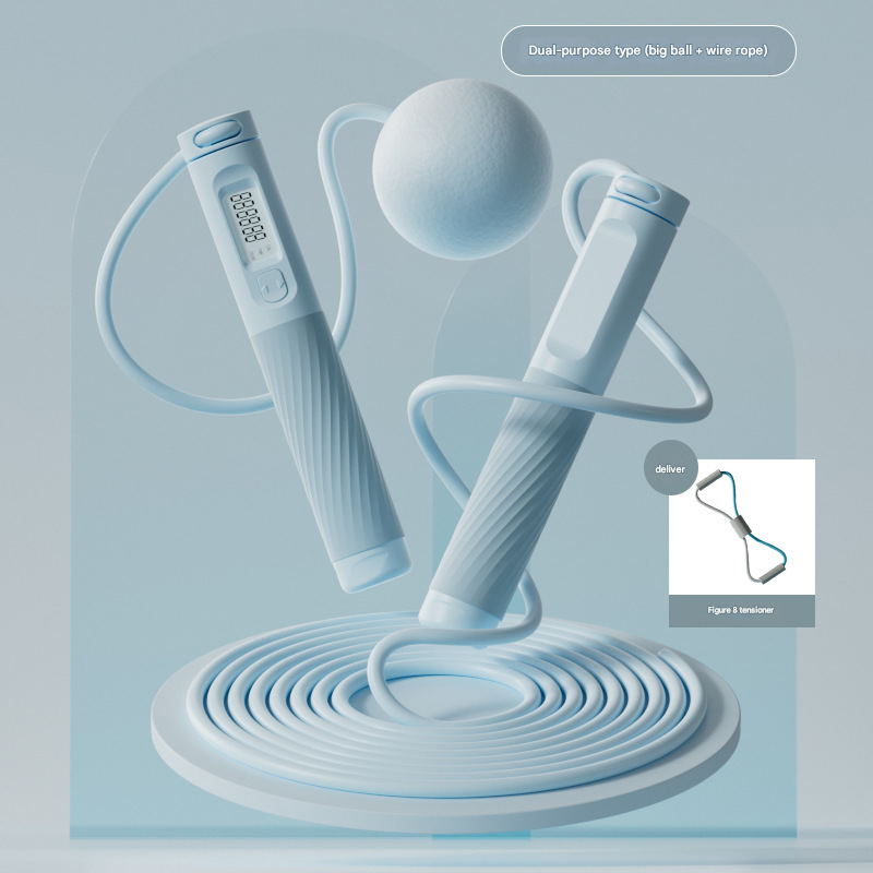 Weight-bearing cordless electronic counting dual-purpose exam skipping rope