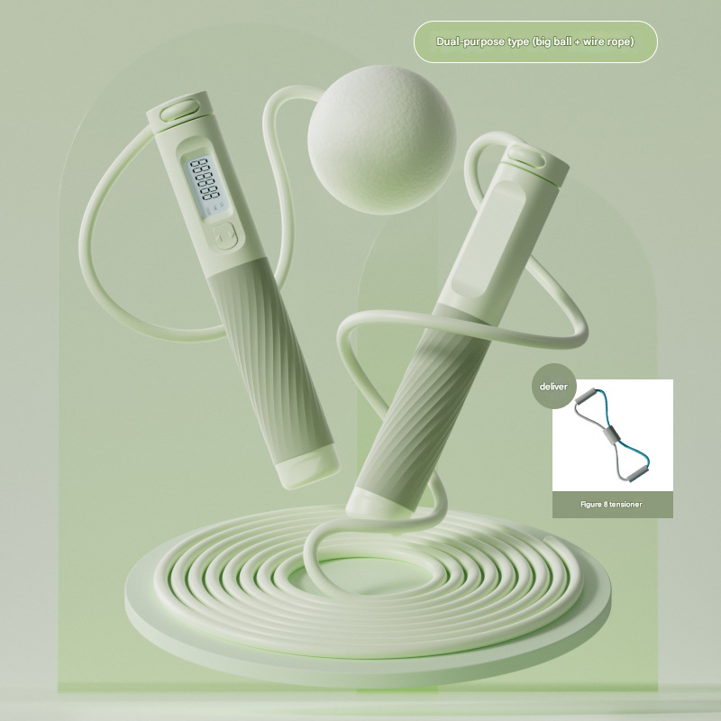Weight-bearing cordless electronic counting dual-purpose exam skipping rope
