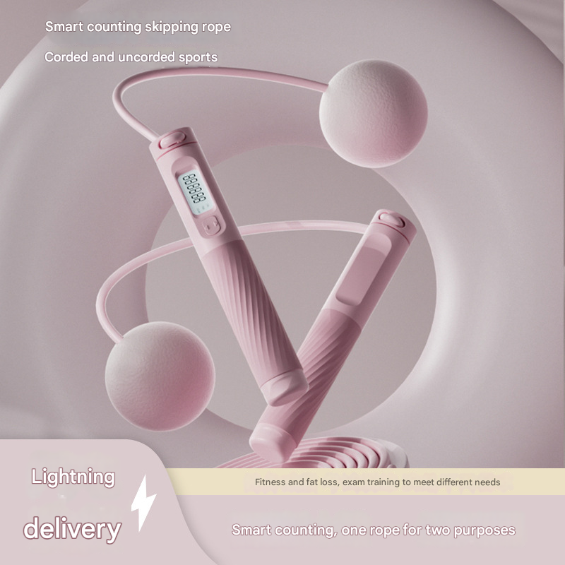 Weight-bearing cordless electronic counting dual-purpose exam skipping rope