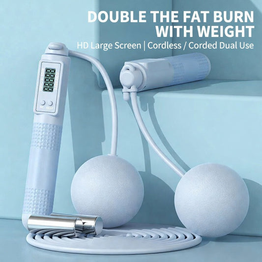 Smart Electronic Counting Jump Rope with Weighted Cordless Exercise Balls