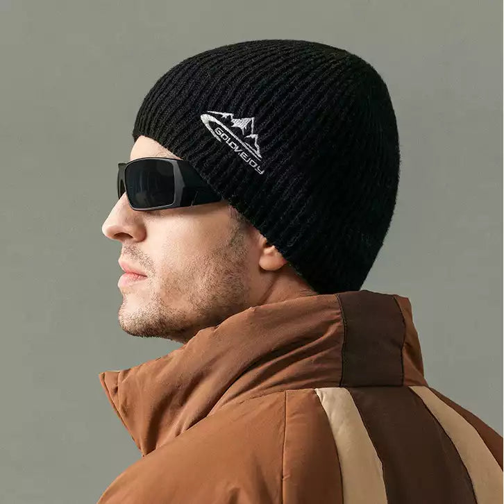 Winter Classic Knitted Men's Outdoor Cotton Thickened Warm Solid Woolen Cap