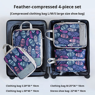 Printed travel pouch compression 4pcs set Travel Storage Bag