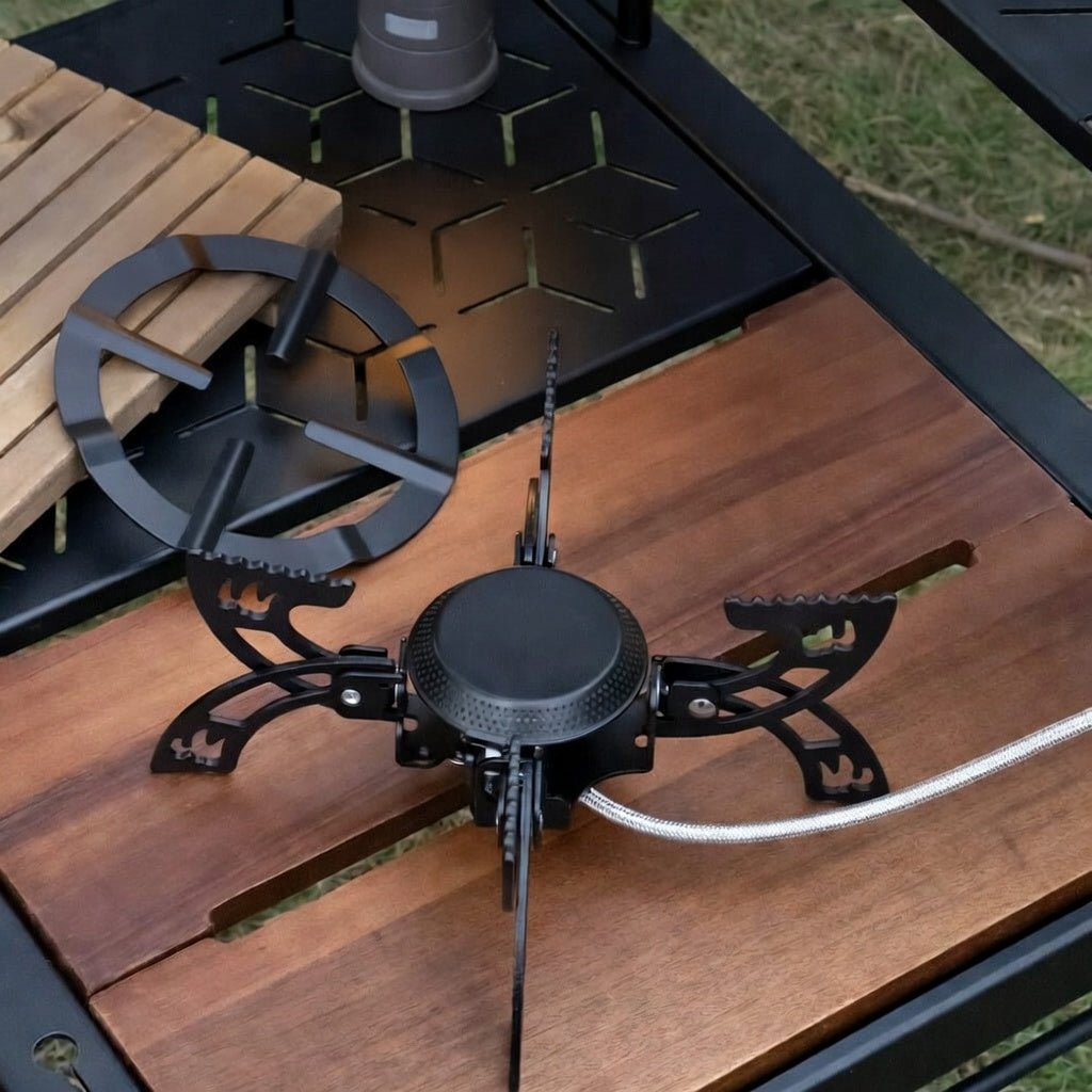 BUERK Portable Camping Gas Stove Windproof Outdoor Furnace Black Model