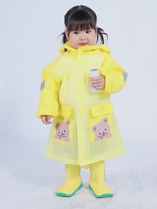 Kids Cartoon Raincoat Waterproof Hooded Poncho With Reflective Strips