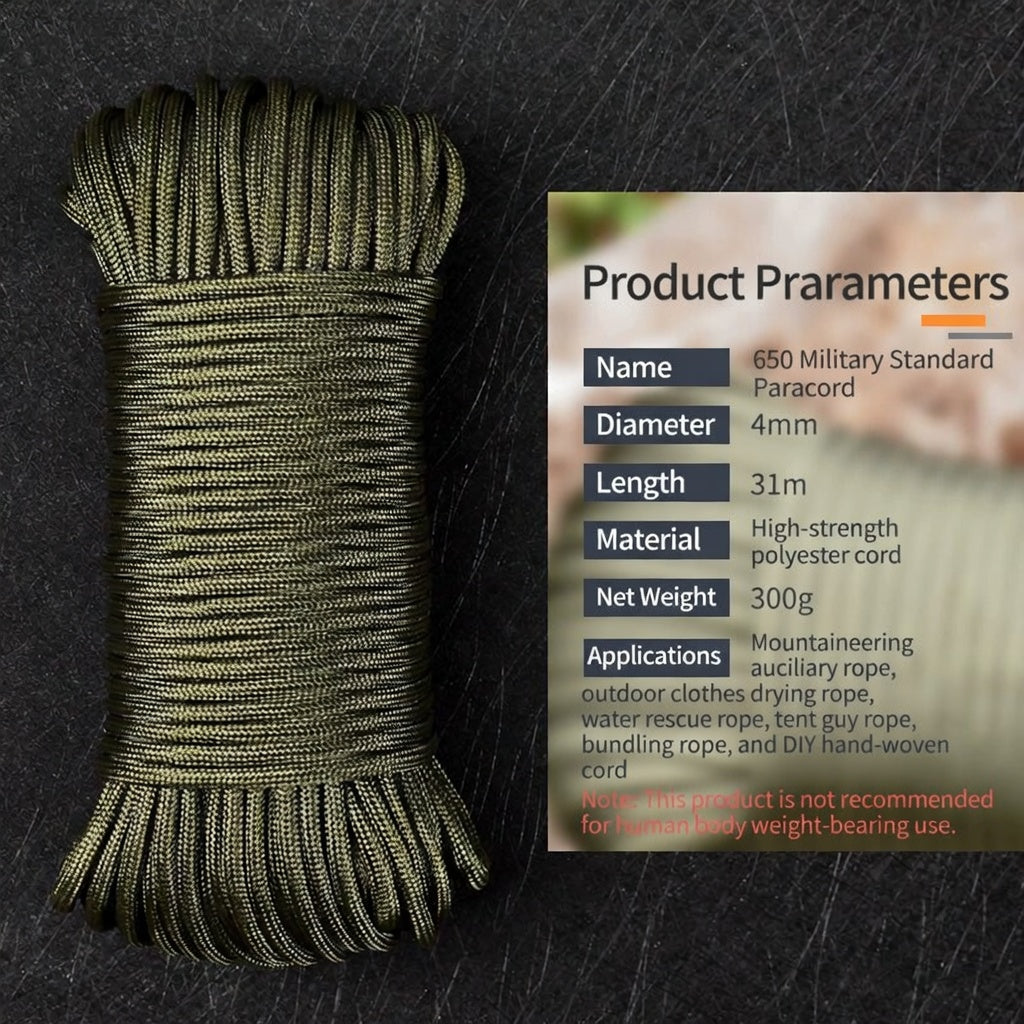 650 Military 10 Core Paracord Rope Outdoor Survival Camping Bundle