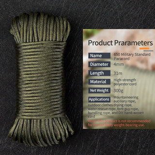 650 Military 10 Core Paracord Rope Outdoor Survival Camping Bundle