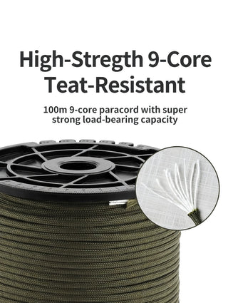 ISE MOUNT 9 Core Paracord 100M 4mm Camping Survival Gear