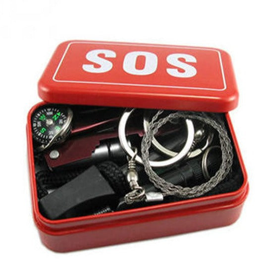 SOS First Aid Survival tools tinplate box