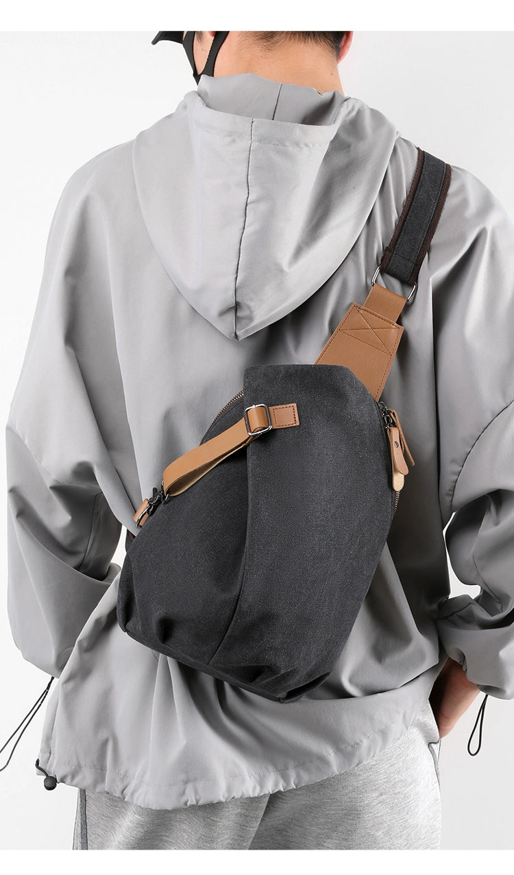 Large capacity chest bag men's crossbody bag, Men's casual chest bag