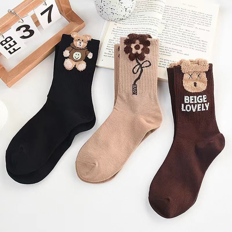 Three-dimensional Bear feather gauze socks
