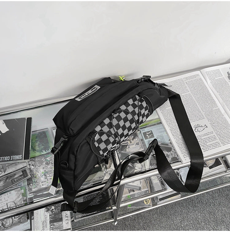 Solid messenger, crossbody, chest bag for boys and girls with pendant