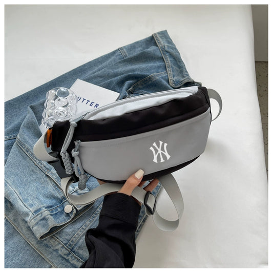 NY branded unisex crossbody bag for travel with adjustable strap